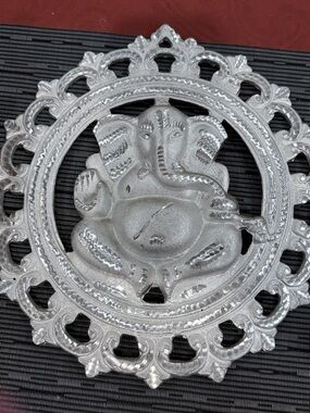 Decorative Silver Ganesha Wall Plaque - Brand